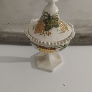 Elegant Gold and White Decorative Jar